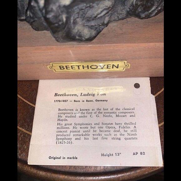 Vintage 1961 Beethoven Bust Sculpture Austin Productions 13" - Picture 2 of 4